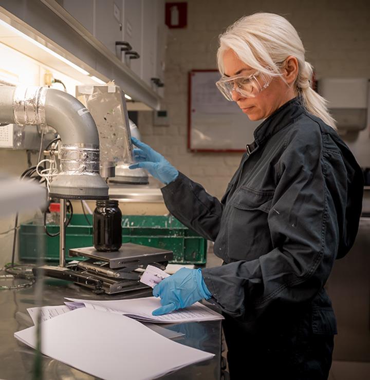 employee using machine