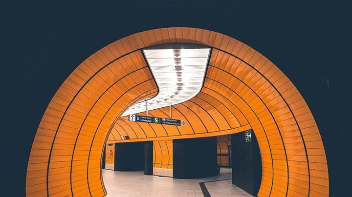 subway tunnel orange