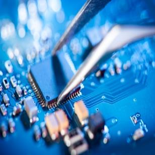 microchip placed on a board