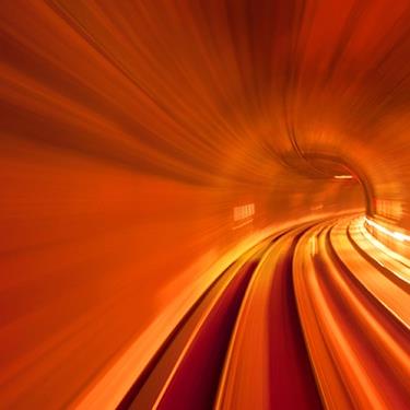 red subway tunnel with speed motion blur