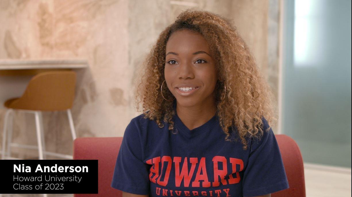 Scholarship winner Nia provides a testimonial.