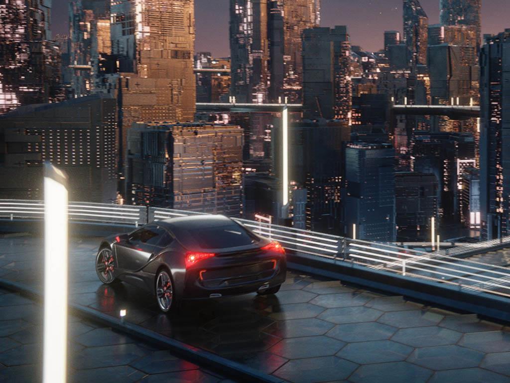 car driving at night