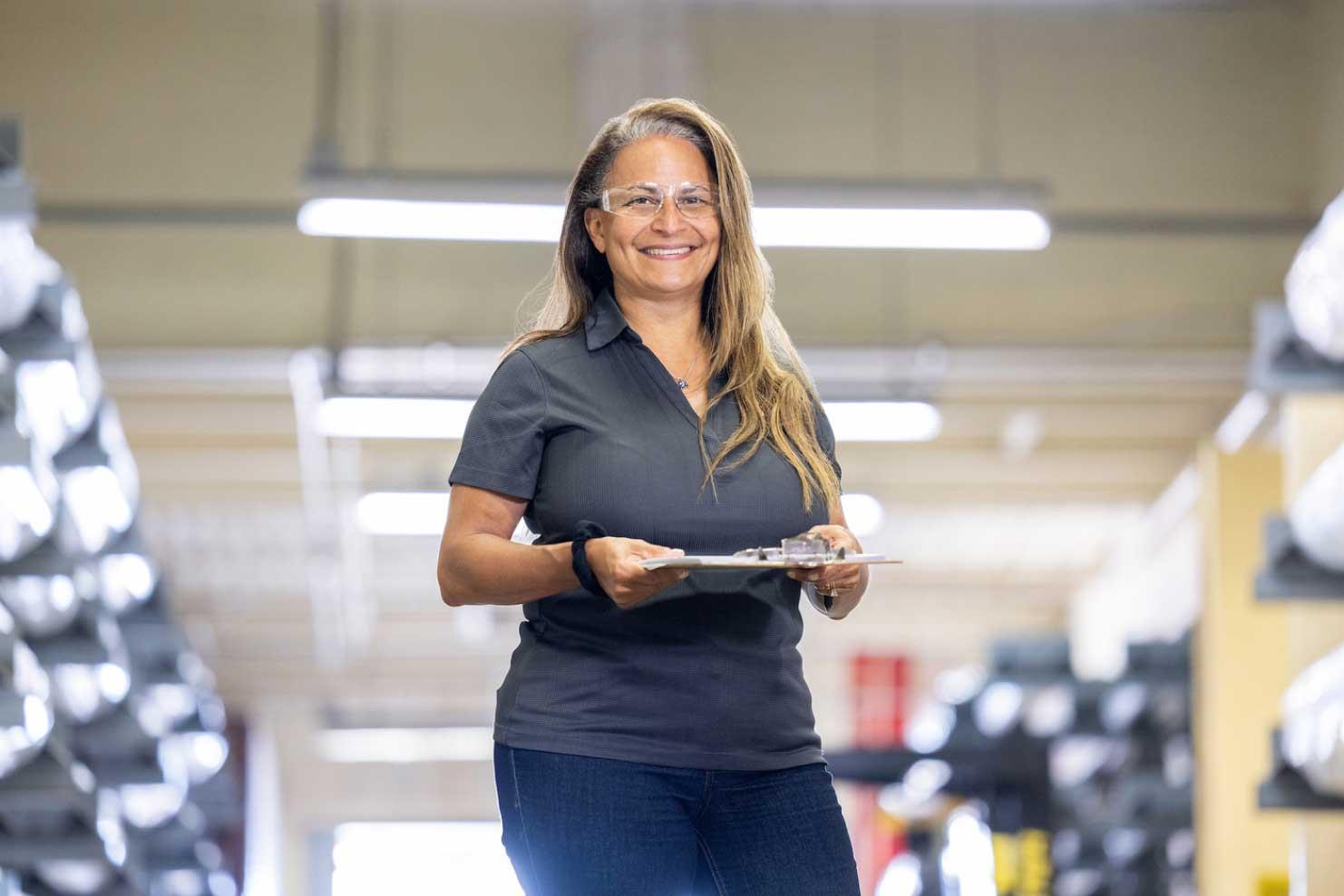Woman smiling into camera