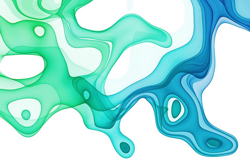 abstract swirling blue green wave on white background