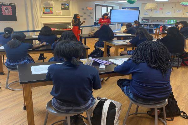 Serviam Girls Academy classroom with students