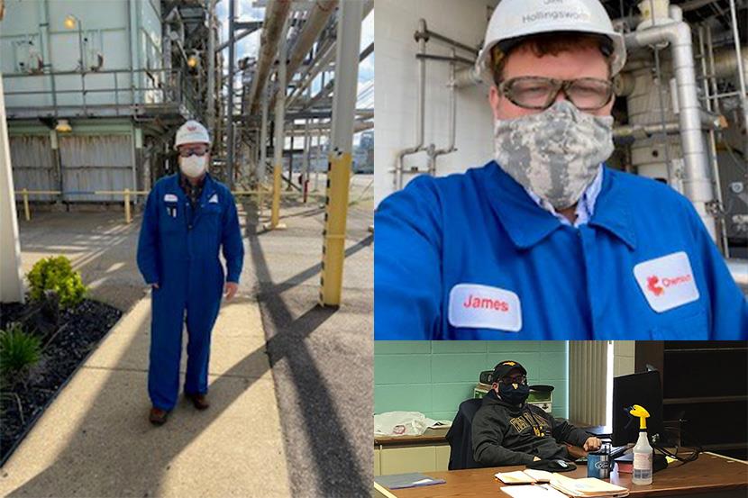 A collage of man in personal protective equipment.