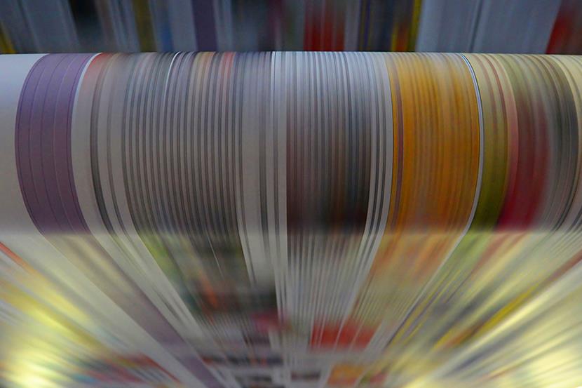 printing press printing colored newspapers