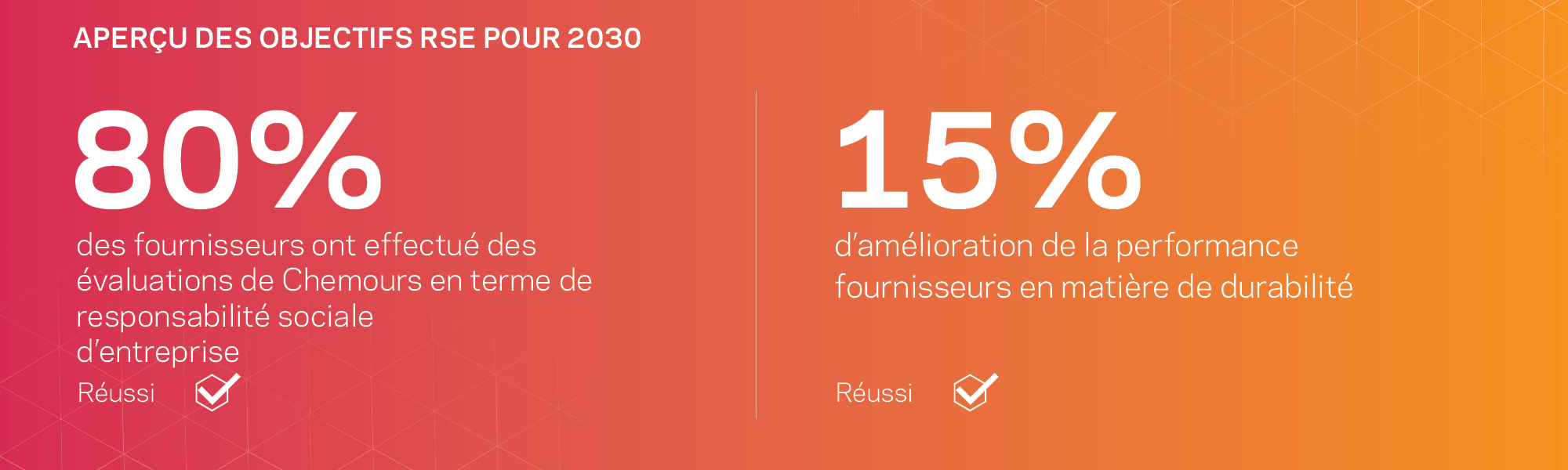 Aperçu des objectifs RSE pour 2030