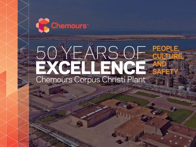 An aerial view of the Chemours Corpus Christi manufacturing facility.