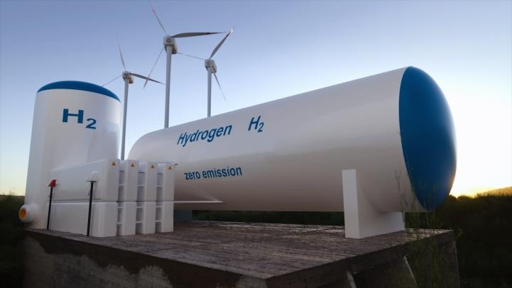 Large Hydrogen tanks and windmills