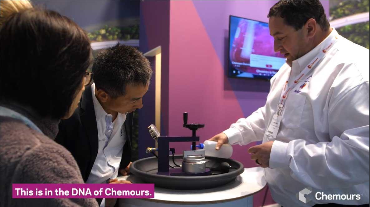 People watching an experiment take place